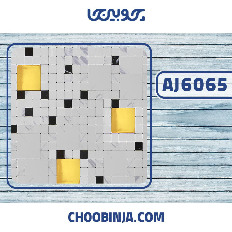 کاشی استیل سفید مشکی طرح سنگ طلایی براق