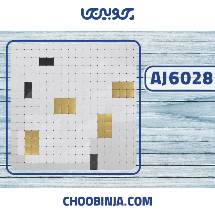 کاشی استیل سفید اکلیلی طلایی مشکی براق 