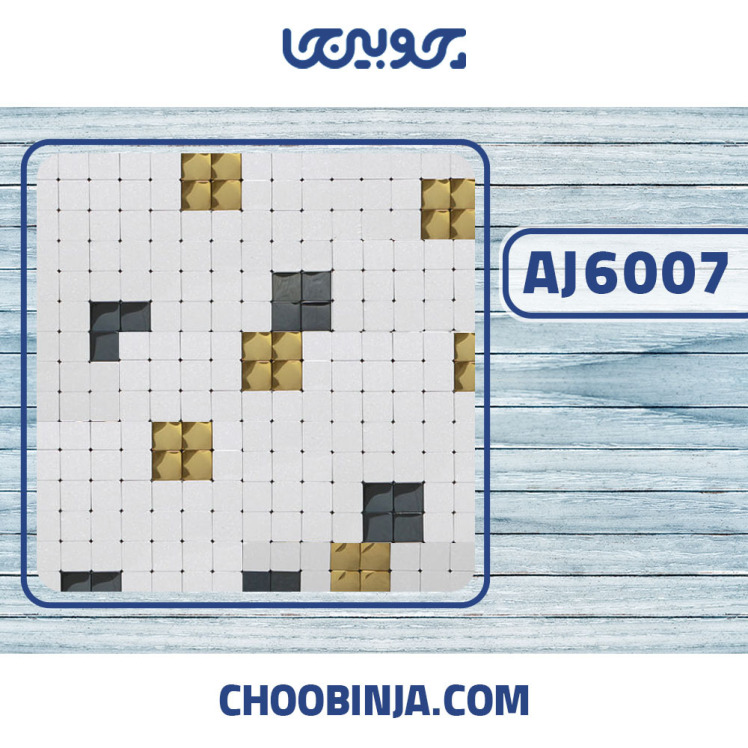 کاشی استیل سفید اکلیلی طلایی براق پشت چسب دار