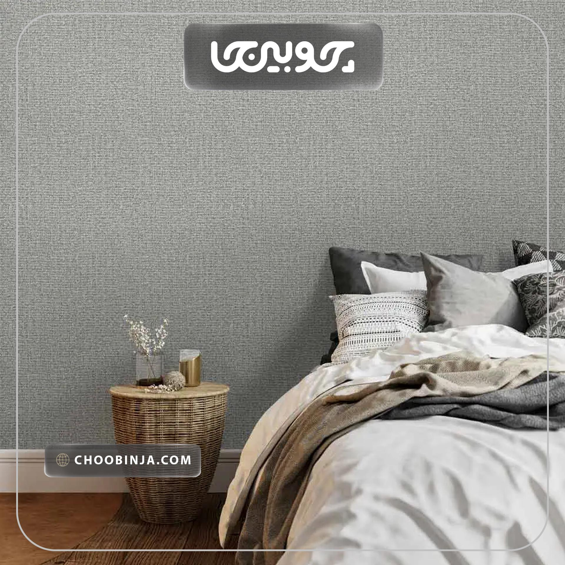 اجرای کاغذ دیواری طوسی فیلی جودون با متریال استیل و سنگ