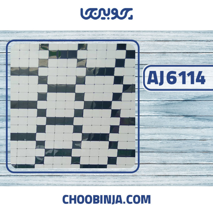 کاشی استیل مشکی براق سفید اکلیلی تخت